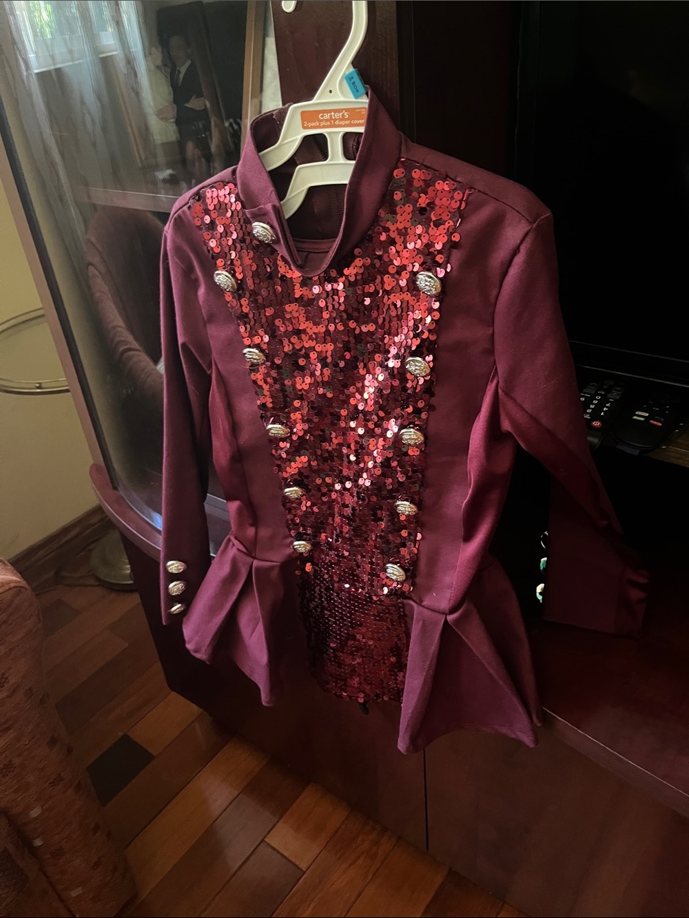 Weissman Burgundy Sequin Front Dance Jacket